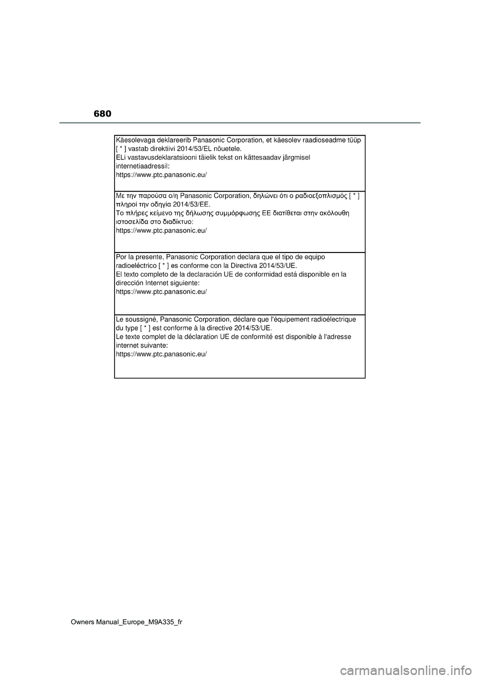 TOYOTA BZ4X 2022 Notices Demploi (in French) 680
Owners Manual_Europe_M9A335_fr TOYOTA BZ4X 2022 Notices Demploi (in French) 680
Owners Manual_Europe_M9A335_fr
