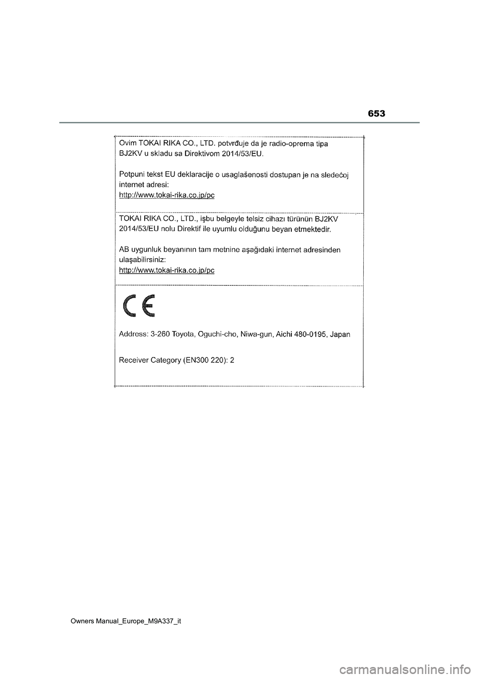 TOYOTA BZ4X 2022 Manuale duso (in Italian) 653
Owners Manual_Europe_M9A337_it TOYOTA BZ4X 2022 Manuale duso (in Italian) 653
Owners Manual_Europe_M9A337_it
