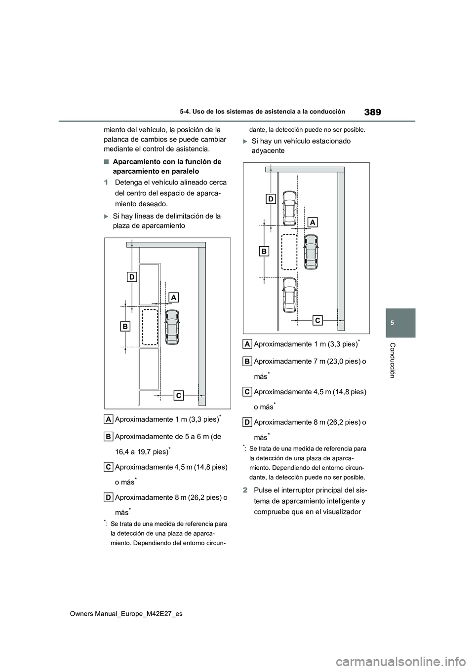 TOYOTA BZ4X 2022 Manuale de Empleo (in Spanish) 389
5
Owners Manual_Europe_M42E27_es
5-4. Uso de los sistemas de asistencia a la conducción
Conducción
miento del vehículo, la posición de la
palanca de cambios se puede cambiar
mediante el con TOYOTA BZ4X 2022 Manuale de Empleo (in Spanish) 389
5
Owners Manual_Europe_M42E27_es
5-4. Uso de los sistemas de asistencia a la conducción
Conducción
miento del vehículo, la posición de la
palanca de cambios se puede cambiar
mediante el con