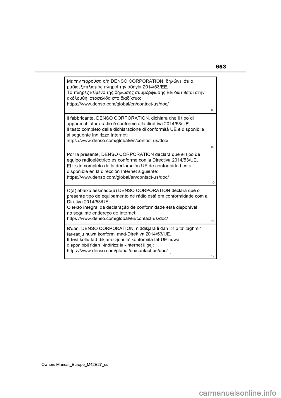 TOYOTA BZ4X 2022  Manuale de Empleo (in Spanish) 653
Owners Manual_Europe_M42E27_es 