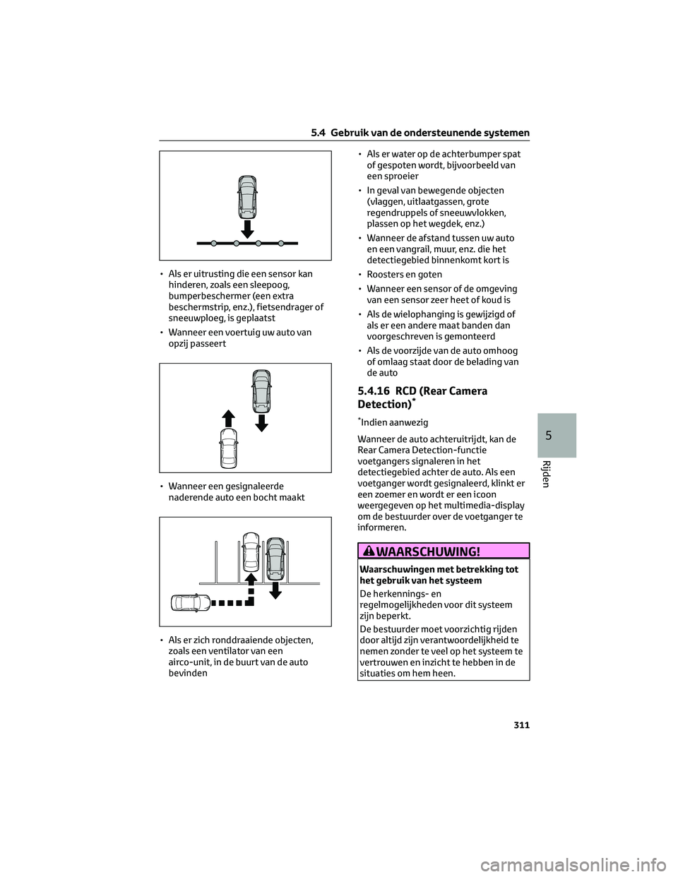 TOYOTA BZ4X 2022 Instructieboekje (in Dutch) • Als er uitrusting die een sensor kanhinderen, zoals een sleepoog,
bumperbeschermer (een extra
beschermstrip, enz.), fietsendrager of
sneeuwploeg, is geplaatst
• Wanneer een voertuig uw auto van TOYOTA BZ4X 2022 Instructieboekje (in Dutch) • Als er uitrusting die een sensor kanhinderen, zoals een sleepoog,
bumperbeschermer (een extra
beschermstrip, enz.), fietsendrager of
sneeuwploeg, is geplaatst
• Wanneer een voertuig uw auto van