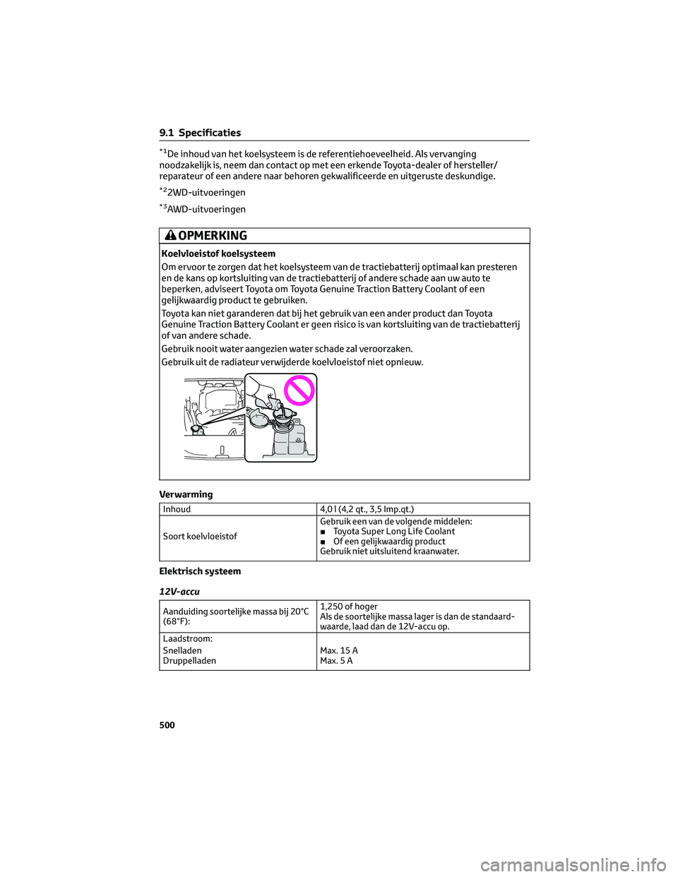 TOYOTA BZ4X 2022  Instructieboekje (in Dutch) *1De inhoud van het koelsysteem is de referentiehoeveelheid. Als vervanging
noodzakelijk is, neem dan contact op met een erkende Toyota-dealer of hersteller/
reparateur of een andere naar behoren gekw