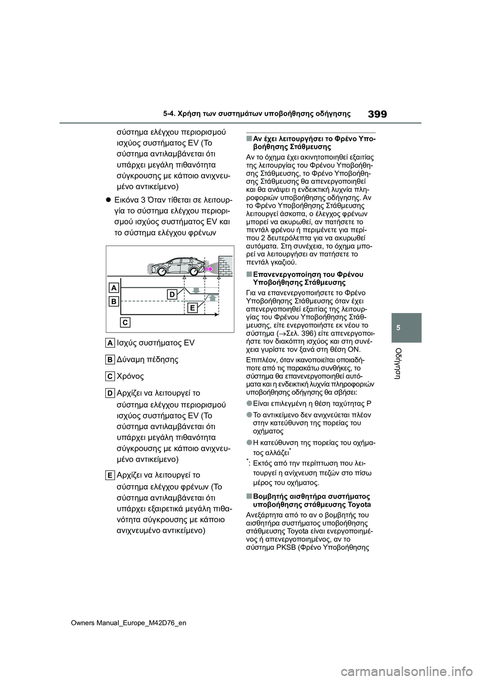 TOYOTA BZ4X 2022 ΟΔΗΓΌΣ ΧΡΉΣΗΣ (in Greek) 399
5
Owners Manual_Europe_M42D76_en
5-4. Χρήση των συστημάτων υποβοήθησης οδήγησης
Οδήγηση
σύστημα ελέγχου περιορισμού
ισχύο TOYOTA BZ4X 2022 ΟΔΗΓΌΣ ΧΡΉΣΗΣ (in Greek) 399
5
Owners Manual_Europe_M42D76_en
5-4. Χρήση των συστημάτων υποβοήθησης οδήγησης
Οδήγηση
σύστημα ελέγχου περιορισμού
ισχύο