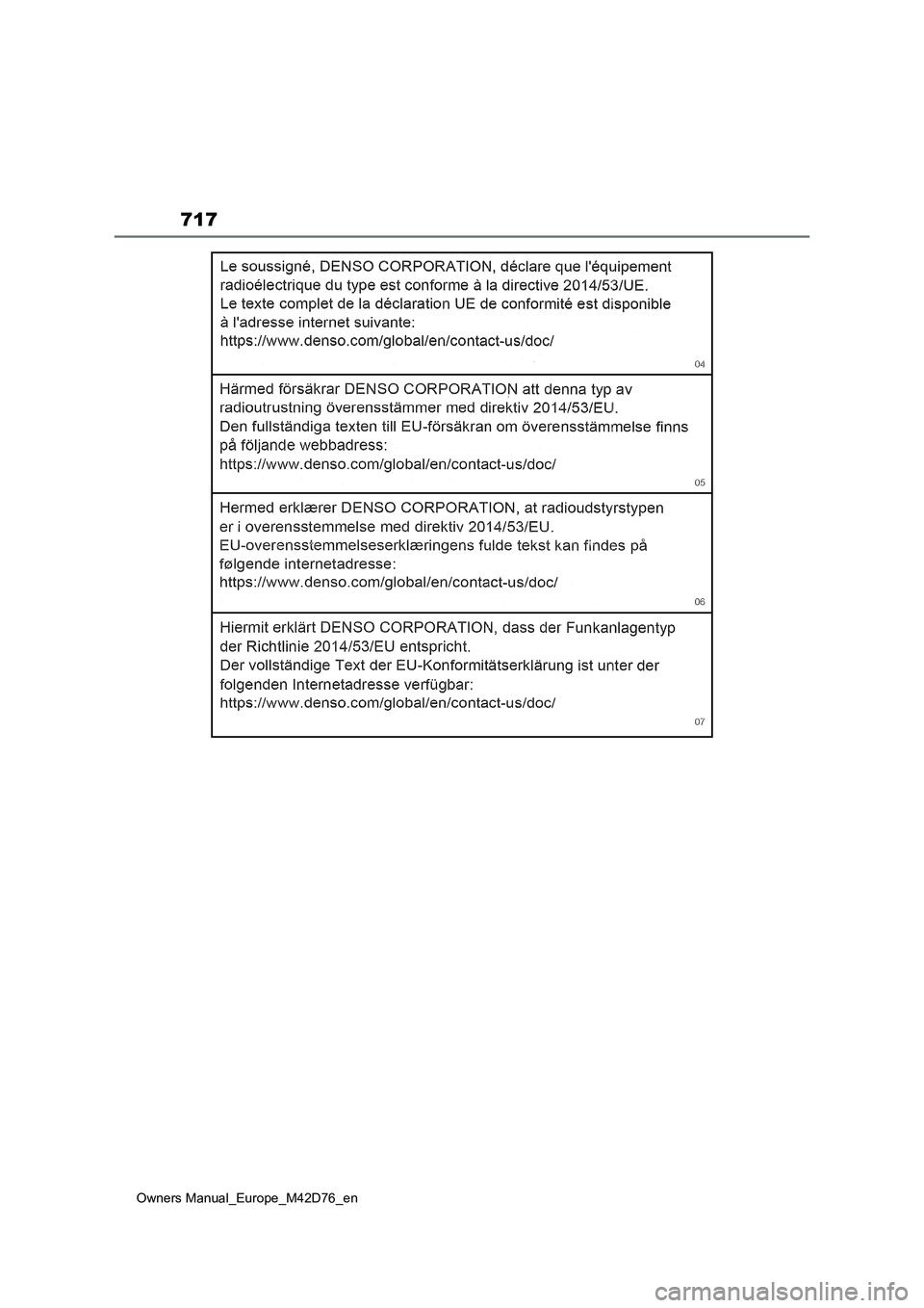 TOYOTA BZ4X 2022 ΟΔΗΓΌΣ ΧΡΉΣΗΣ (in Greek) 717
Owners Manual_Europe_M42D76_en TOYOTA BZ4X 2022 ΟΔΗΓΌΣ ΧΡΉΣΗΣ (in Greek) 717
Owners Manual_Europe_M42D76_en