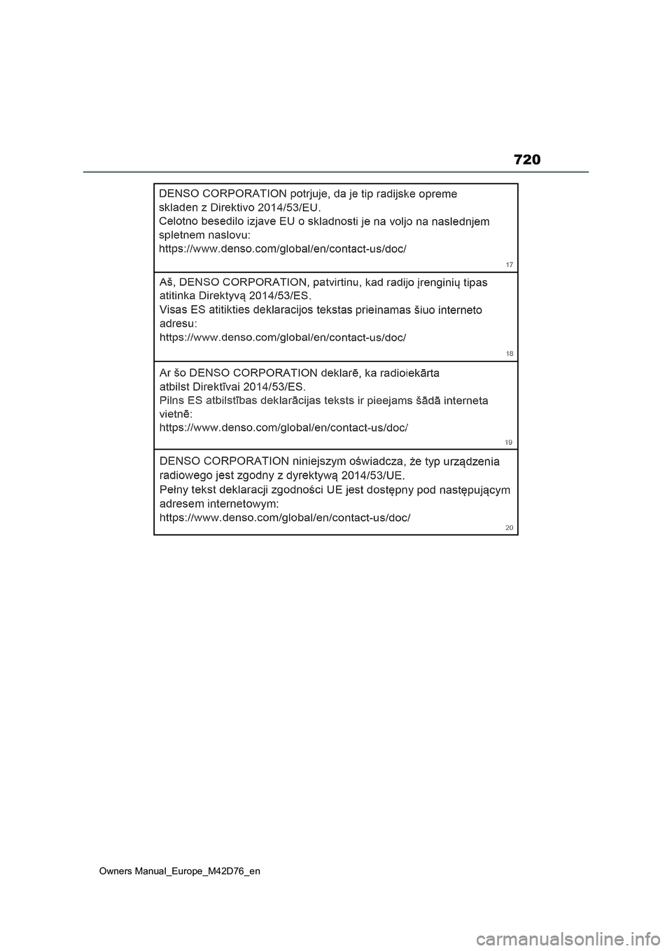TOYOTA BZ4X 2022 ΟΔΗΓΌΣ ΧΡΉΣΗΣ (in Greek) 720
Owners Manual_Europe_M42D76_en TOYOTA BZ4X 2022 ΟΔΗΓΌΣ ΧΡΉΣΗΣ (in Greek) 720
Owners Manual_Europe_M42D76_en