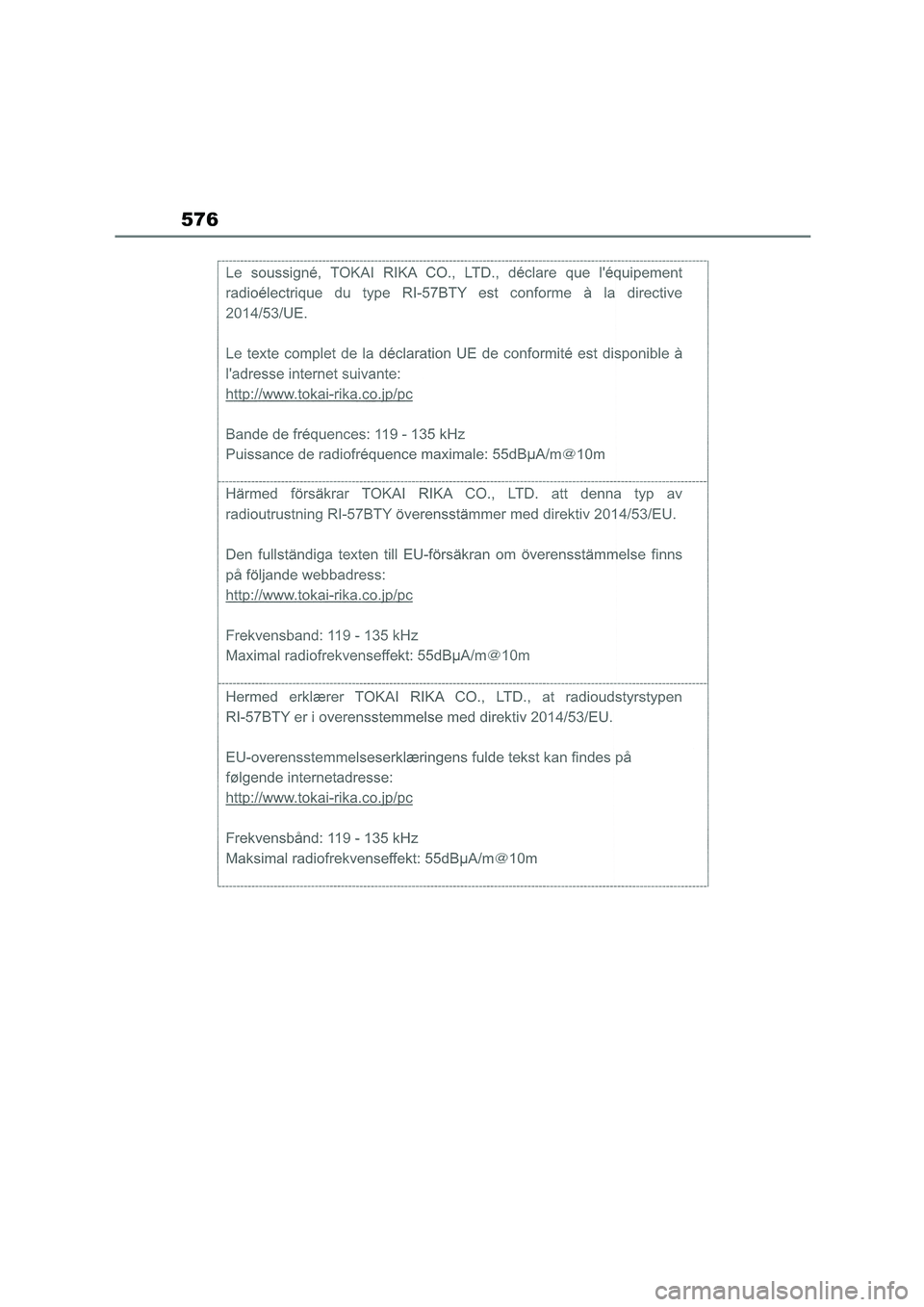 TOYOTA COROLLA 2022 Owners Manual (in English) 576 TOYOTA COROLLA 2022 Owners Manual (in English) 576