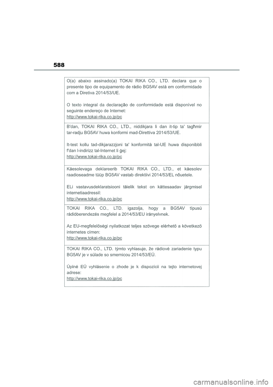 TOYOTA COROLLA 2022 Owners Manual (in English) 588 TOYOTA COROLLA 2022 Owners Manual (in English) 588