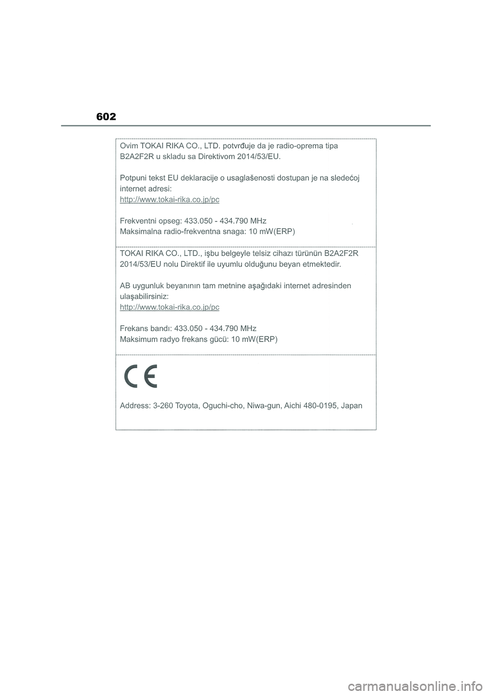TOYOTA COROLLA 2022 Owners Manual (in English) 602 TOYOTA COROLLA 2022 Owners Manual (in English) 602