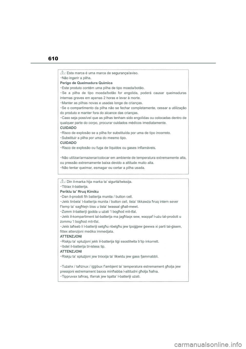TOYOTA COROLLA 2022  Owners Manual (in English) 610 
