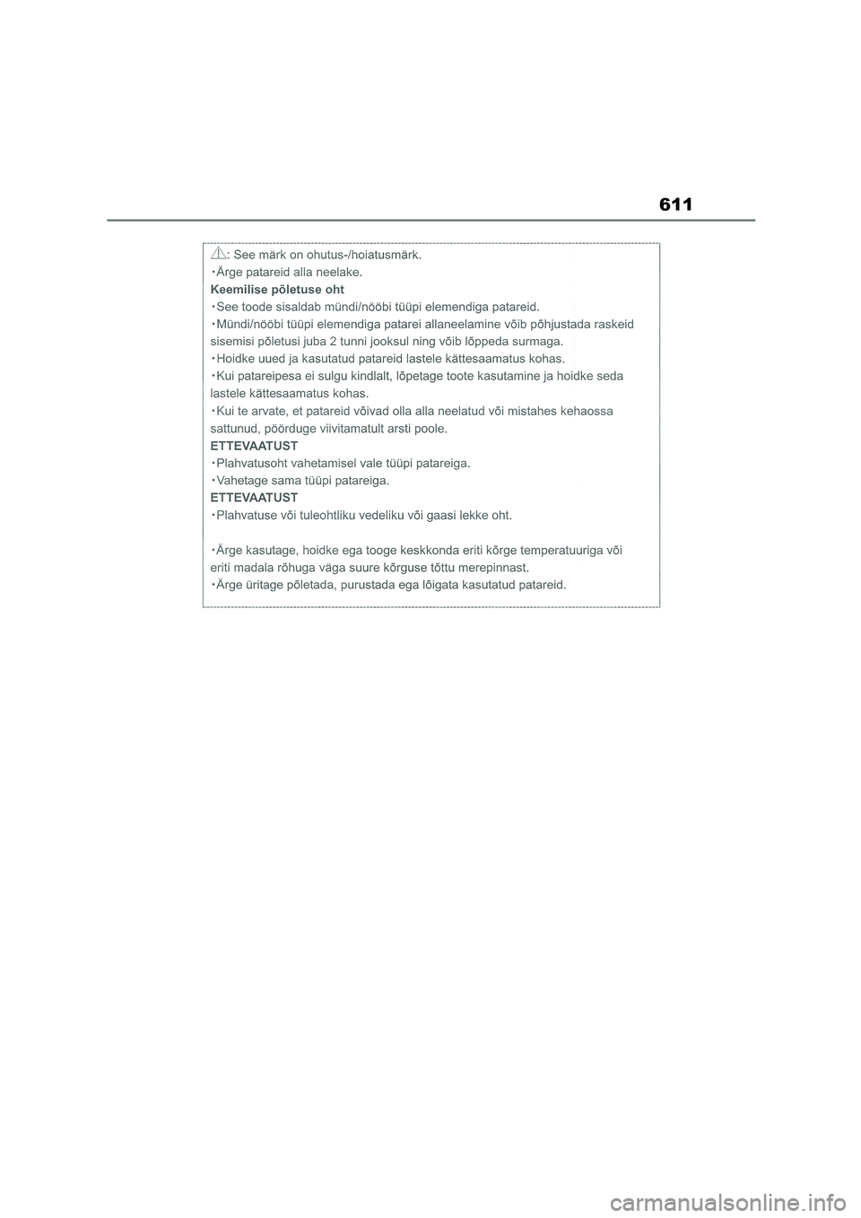 TOYOTA COROLLA 2022  Owners Manual (in English) 611 