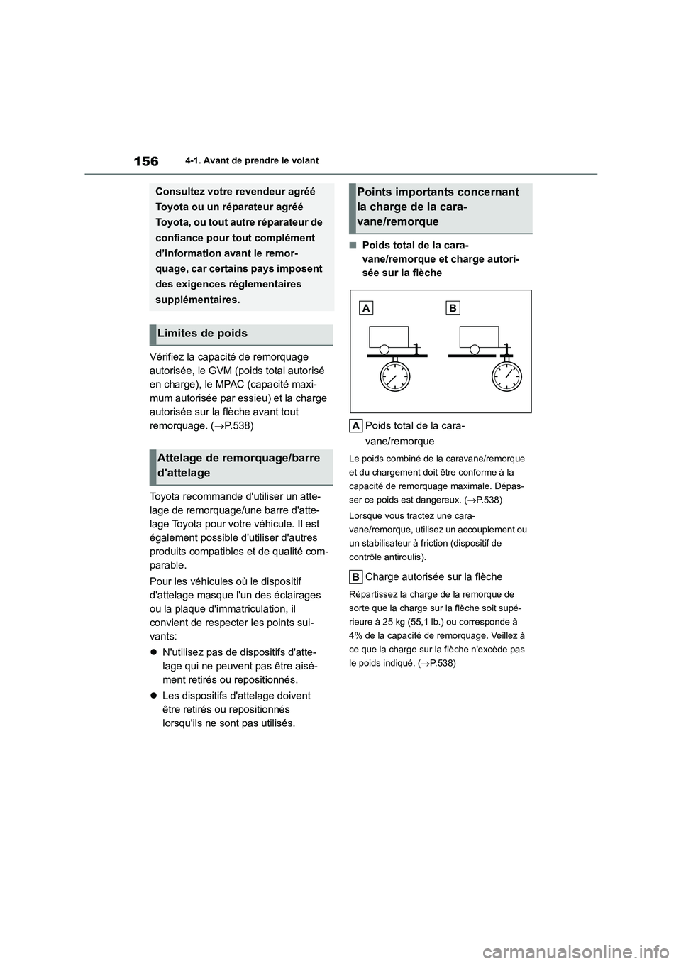 TOYOTA COROLLA 2022 Notices Demploi (in French) 1564-1. Avant de prendre le volant
Vérifiez la capacité de remorquage
autorisée, le GVM (poids total autorisé
en charge), le MPAC (capacité maxi-
mum autorisée par essieu) et la charge
autor TOYOTA COROLLA 2022 Notices Demploi (in French) 1564-1. Avant de prendre le volant
Vérifiez la capacité de remorquage
autorisée, le GVM (poids total autorisé
en charge), le MPAC (capacité maxi-
mum autorisée par essieu) et la charge
autor