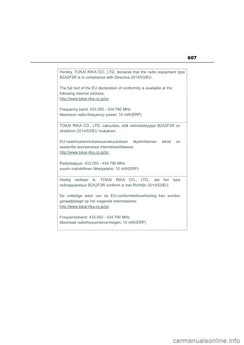 TOYOTA COROLLA 2022  Manuale de Empleo (in Spanish) 607 