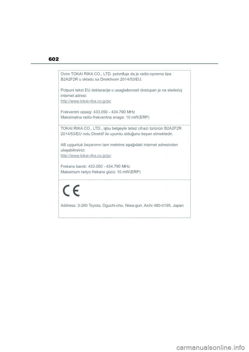 TOYOTA COROLLA 2022  Návod na použití (in Czech) 602 