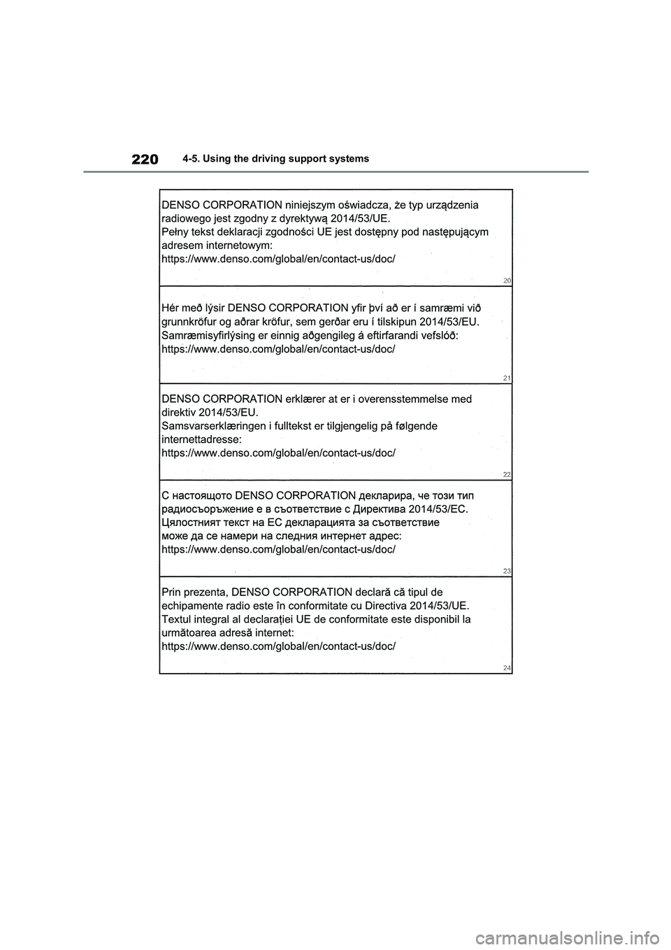 TOYOTA COROLLA HATCHBACK 2022 Owners Manual (in English) 2204-5. Using the driving support systems TOYOTA COROLLA HATCHBACK 2022 Owners Manual (in English) 2204-5. Using the driving support systems