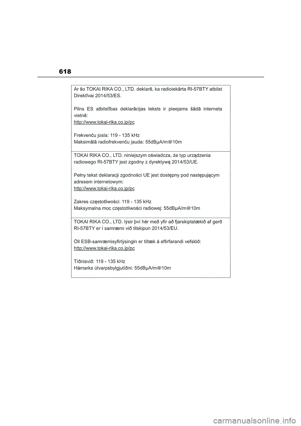 TOYOTA COROLLA HATCHBACK 2022 Owners Manual (in English) 618 TOYOTA COROLLA HATCHBACK 2022 Owners Manual (in English) 618