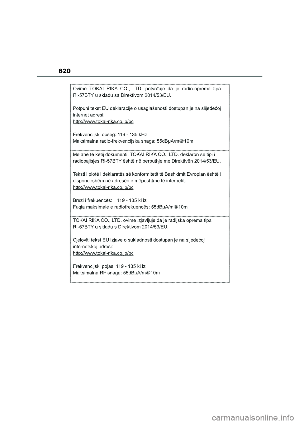 TOYOTA COROLLA HATCHBACK 2022 Owners Manual (in English) 620 TOYOTA COROLLA HATCHBACK 2022 Owners Manual (in English) 620