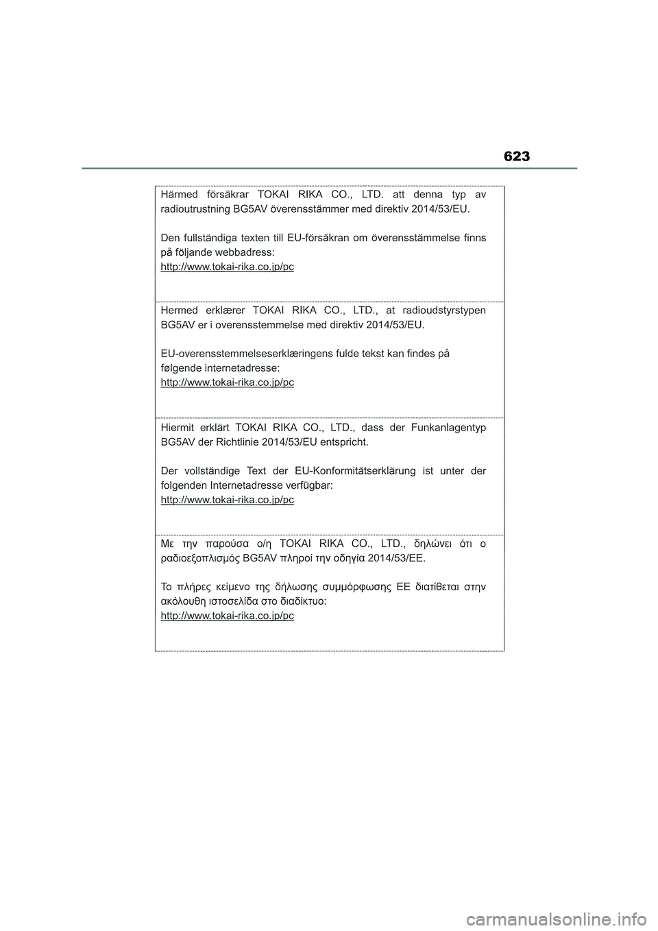TOYOTA COROLLA HATCHBACK 2022 Owners Manual (in English) 623 TOYOTA COROLLA HATCHBACK 2022 Owners Manual (in English) 623