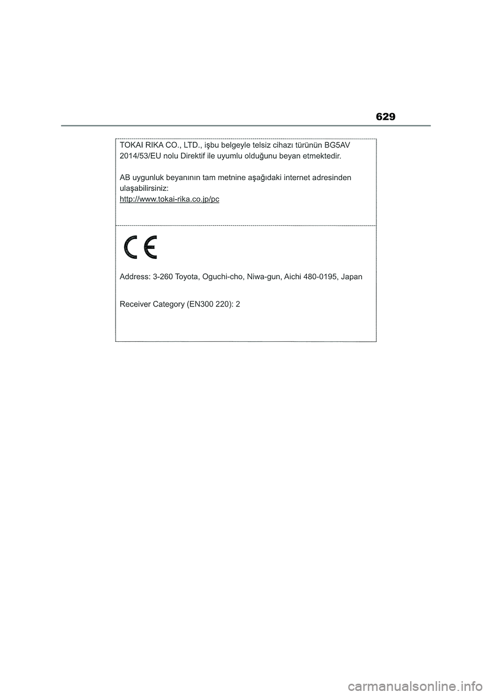 TOYOTA COROLLA HATCHBACK 2022 Owners Manual (in English) 629 TOYOTA COROLLA HATCHBACK 2022 Owners Manual (in English) 629