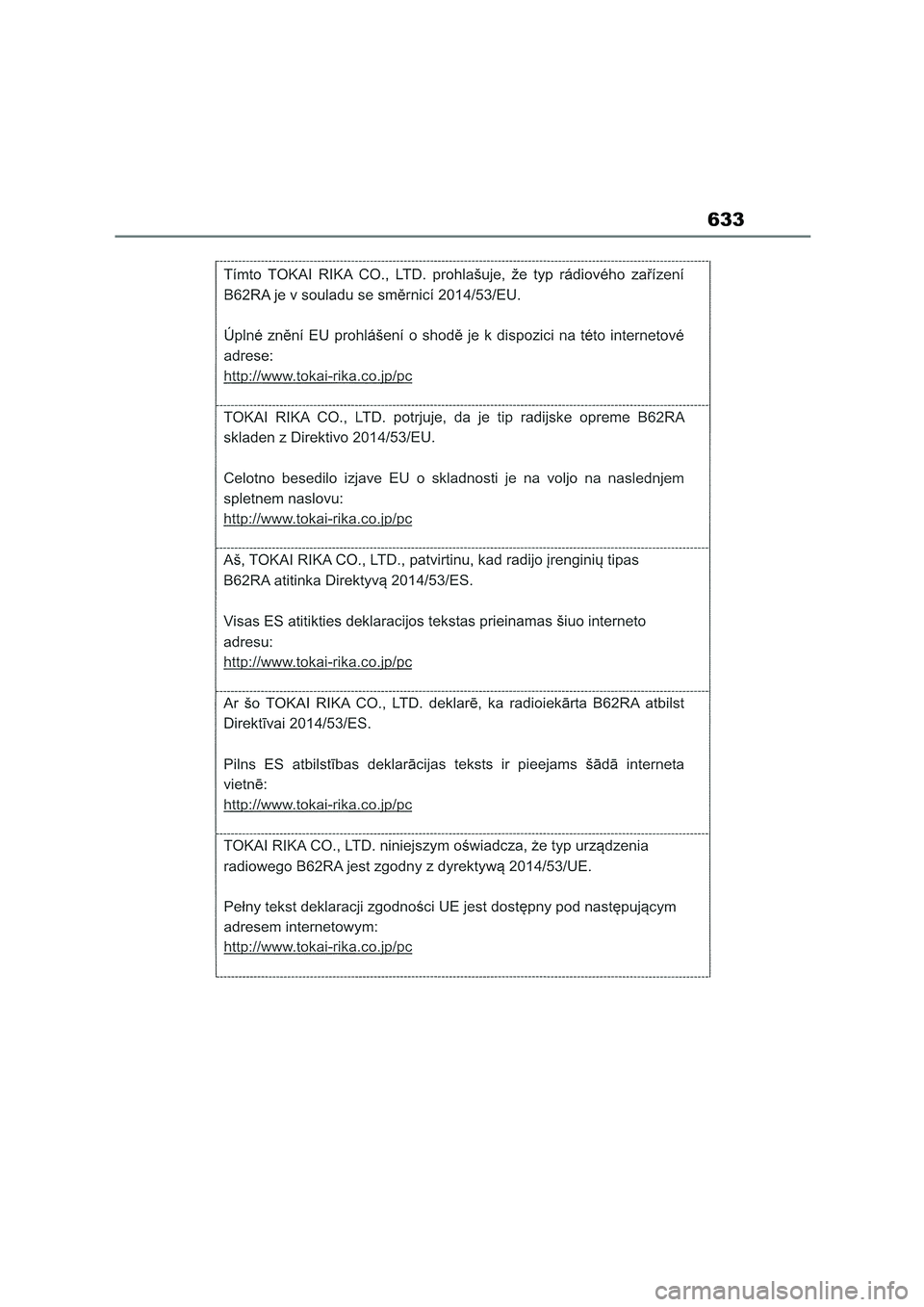 TOYOTA COROLLA HATCHBACK 2022 Owners Manual (in English) 633 TOYOTA COROLLA HATCHBACK 2022 Owners Manual (in English) 633