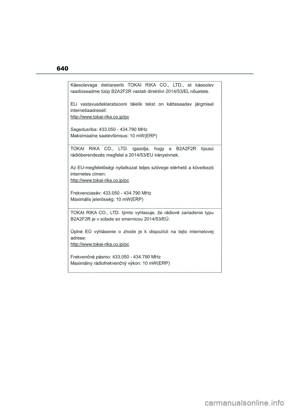 TOYOTA COROLLA HATCHBACK 2022  Owners Manual (in English) 640 