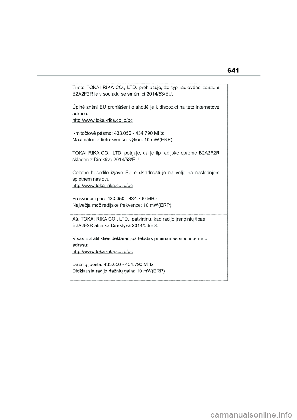 TOYOTA COROLLA HATCHBACK 2022  Owners Manual (in English) 641 
