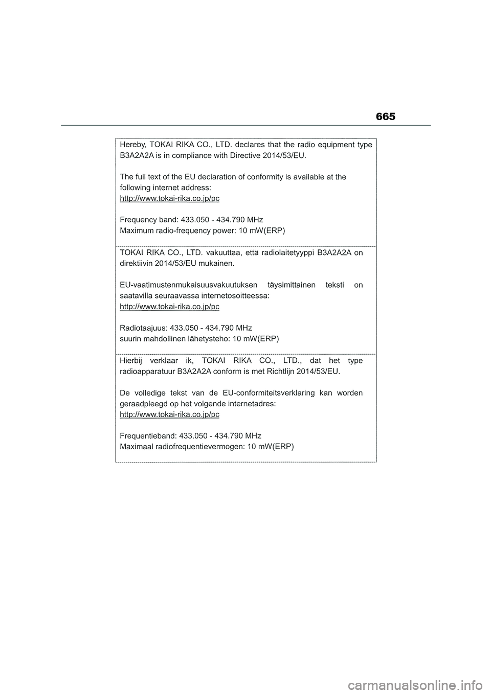 TOYOTA COROLLA HATCHBACK 2022 Owners Manual (in English) 665 TOYOTA COROLLA HATCHBACK 2022 Owners Manual (in English) 665