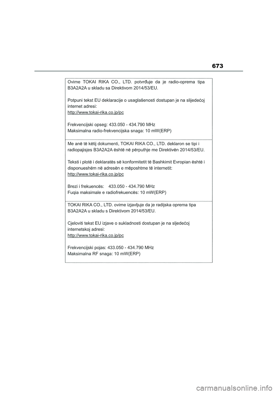 TOYOTA COROLLA HATCHBACK 2022 Owners Manual (in English) 673 TOYOTA COROLLA HATCHBACK 2022 Owners Manual (in English) 673