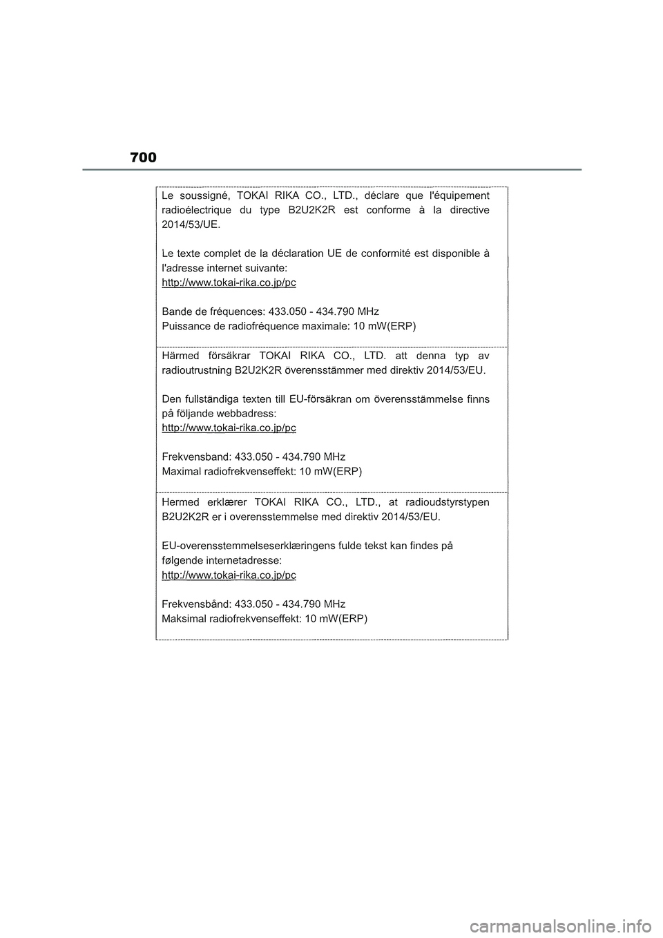 TOYOTA COROLLA HATCHBACK 2022 Owners Manual (in English) 700 TOYOTA COROLLA HATCHBACK 2022 Owners Manual (in English) 700