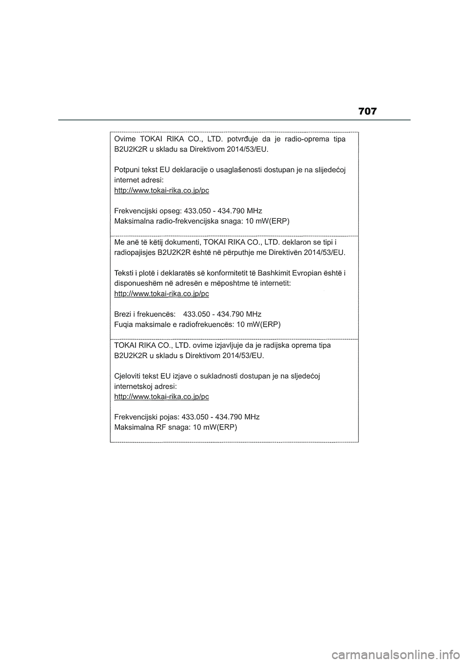 TOYOTA COROLLA HATCHBACK 2022 Owners Manual (in English) 707 TOYOTA COROLLA HATCHBACK 2022 Owners Manual (in English) 707