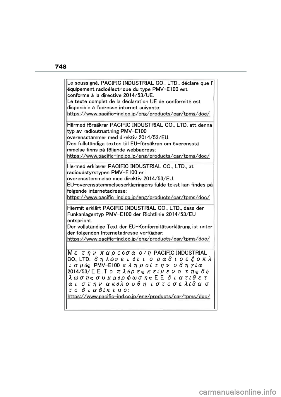 TOYOTA COROLLA HATCHBACK 2022 Owners Manual (in English) 748 TOYOTA COROLLA HATCHBACK 2022 Owners Manual (in English) 748