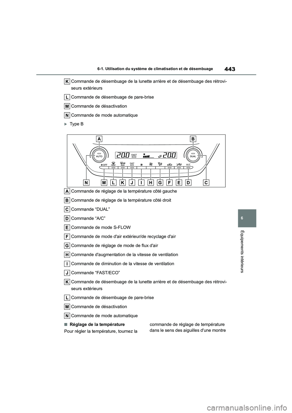 TOYOTA COROLLA HATCHBACK 2022 Notices Demploi (in French) 443
6
6-1. Utilisation du système de climatisation et de désembuage
Équipements intérieurs
Commande de désembuage de la lunette arrière et de désembuage des rétrovi-
seurs extérieurs
Comma TOYOTA COROLLA HATCHBACK 2022 Notices Demploi (in French) 443
6
6-1. Utilisation du système de climatisation et de désembuage
Équipements intérieurs
Commande de désembuage de la lunette arrière et de désembuage des rétrovi-
seurs extérieurs
Comma