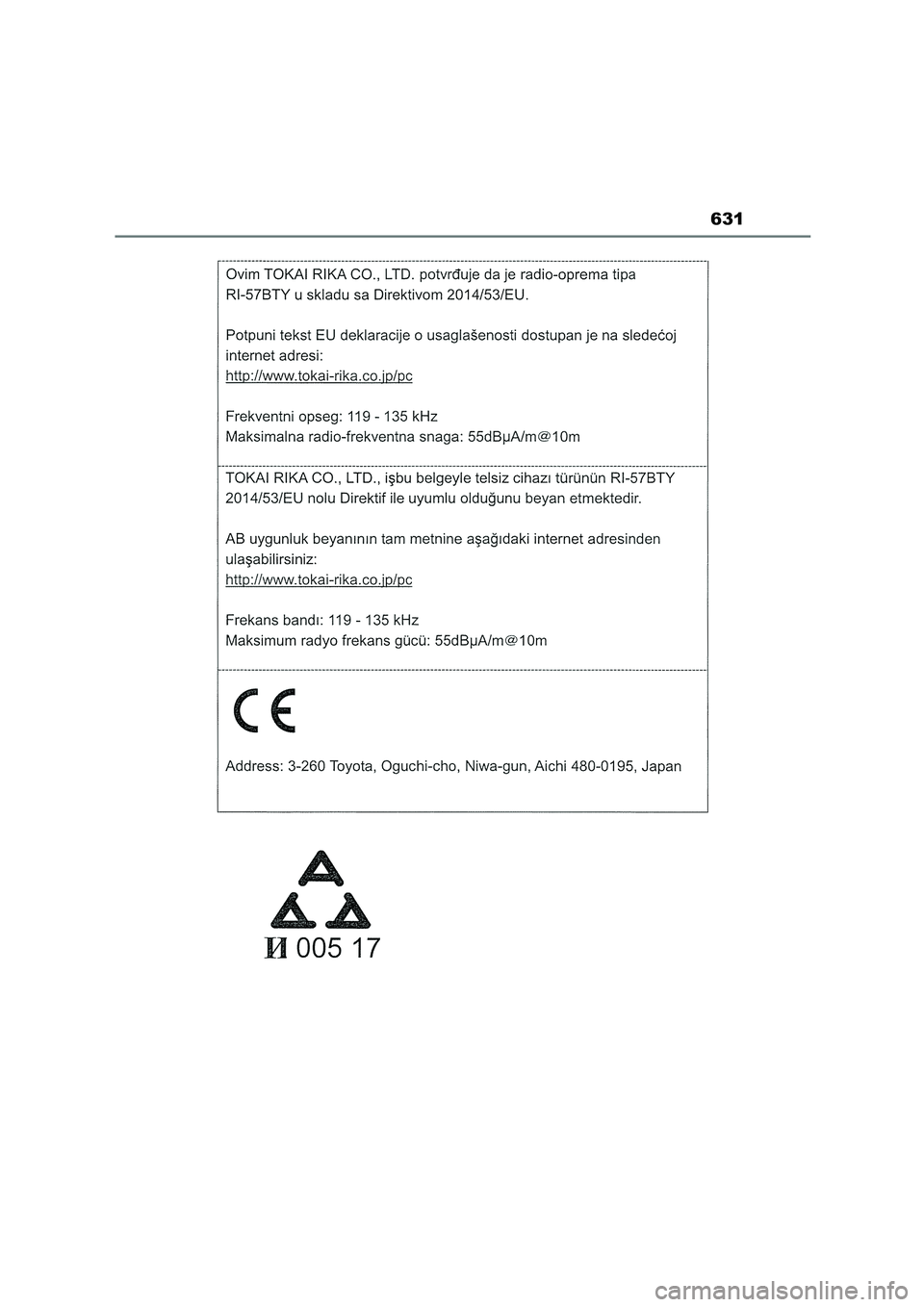 TOYOTA COROLLA HATCHBACK 2022 Manuale duso (in Italian) 631 TOYOTA COROLLA HATCHBACK 2022 Manuale duso (in Italian) 631
