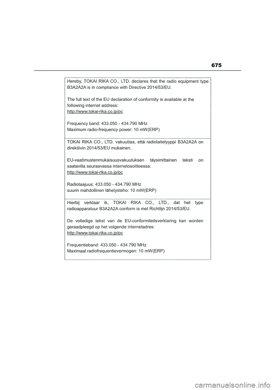 TOYOTA COROLLA HATCHBACK 2022 Manuale duso (in Italian) 675 TOYOTA COROLLA HATCHBACK 2022 Manuale duso (in Italian) 675