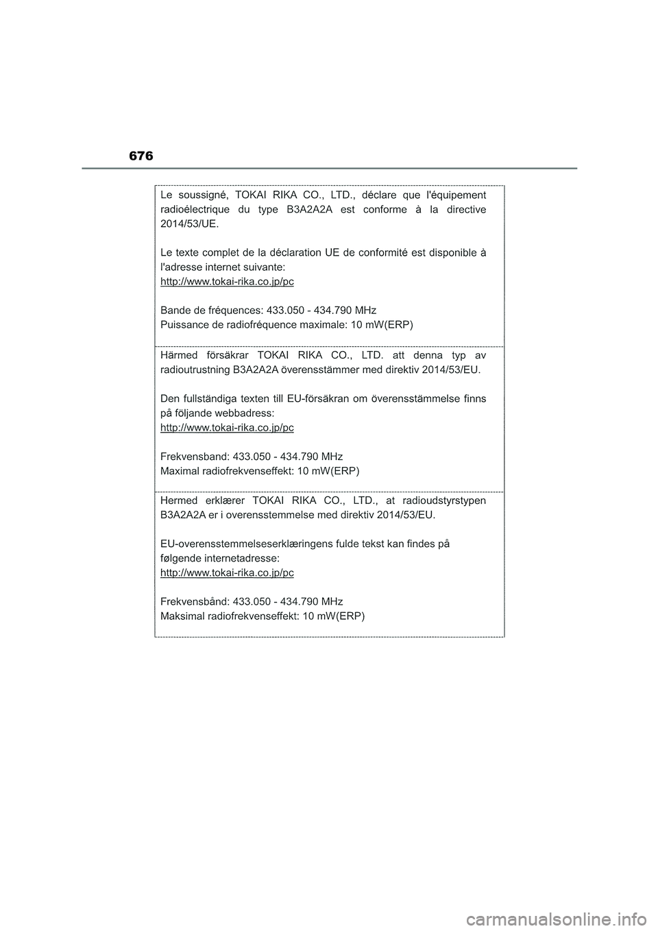 TOYOTA COROLLA HATCHBACK 2022 Manuale duso (in Italian) 676 TOYOTA COROLLA HATCHBACK 2022 Manuale duso (in Italian) 676