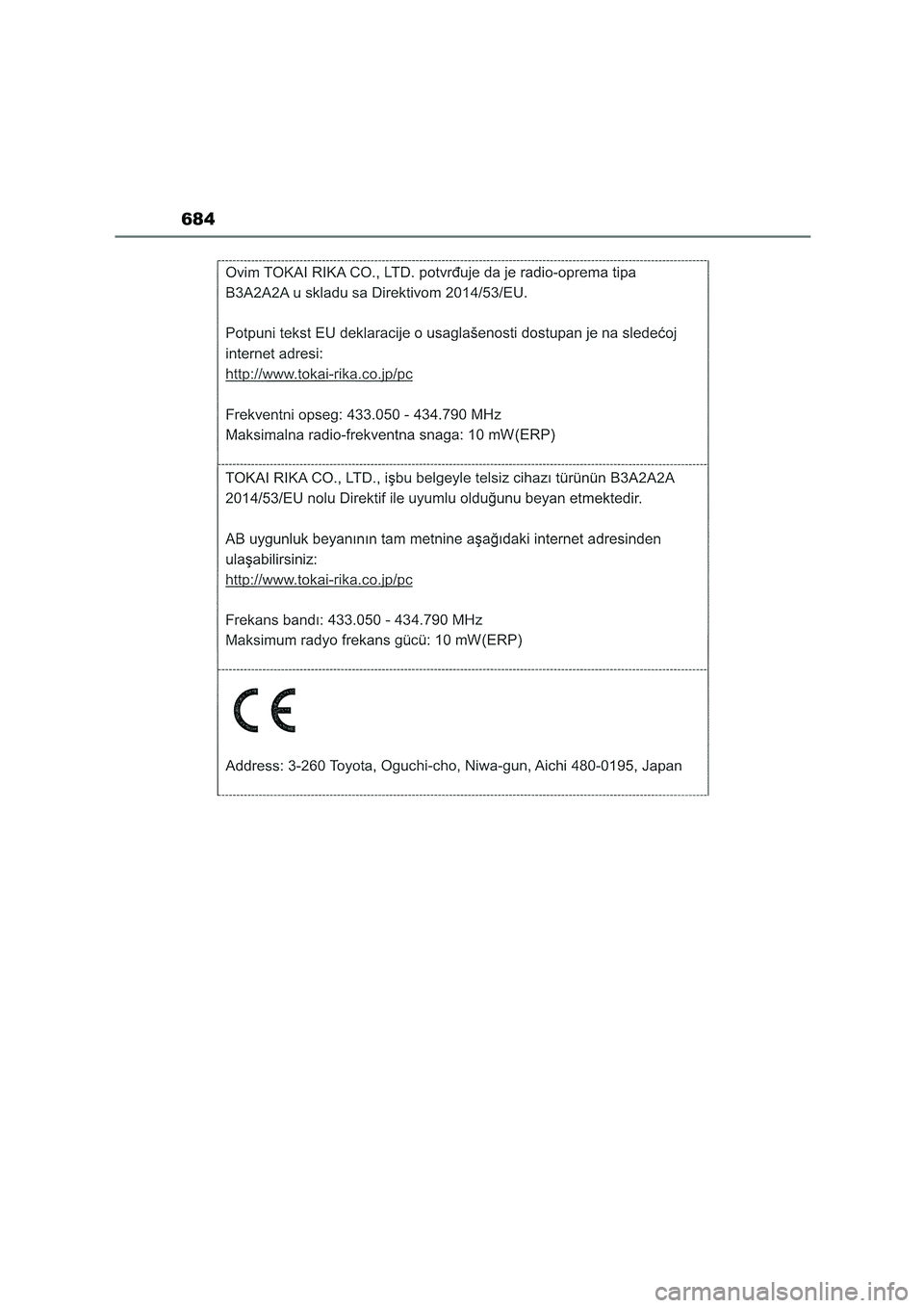 TOYOTA COROLLA HATCHBACK 2022 Manuale duso (in Italian) 684 TOYOTA COROLLA HATCHBACK 2022 Manuale duso (in Italian) 684