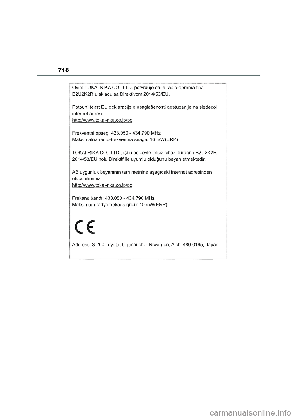 TOYOTA COROLLA HATCHBACK 2022 Manuale duso (in Italian) 718 TOYOTA COROLLA HATCHBACK 2022 Manuale duso (in Italian) 718