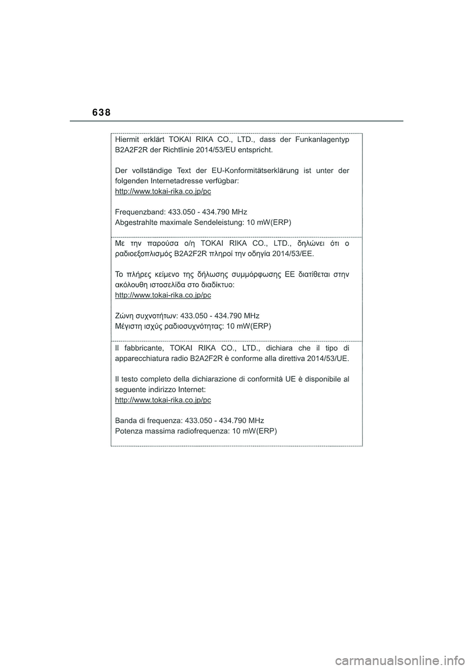 TOYOTA COROLLA HATCHBACK 2022  Kasutusjuhend (in Estonian) 638
COROLLA (TMUK)_OM_Europe_OM12Q83EE_1_2201.book  Page 638  Friday, November 26, 2021  6:36 AM 
