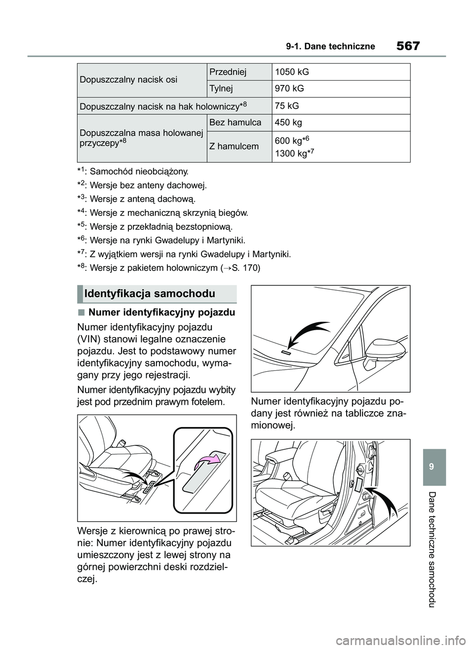 TOYOTA COROLLA HATCHBACK 2022 Instrukcja obsługi (in Polish) Numer identyfikacyjny pojazdu
Numer identyfikacyjny pojazdu
(VIN) stanowi legalne oznaczenie
pojazdu. Jest to podstawowy numer
identyfikacyjny samochodu, wyma-
gany przy jego rejestracji.
Numer identy TOYOTA COROLLA HATCHBACK 2022 Instrukcja obsługi (in Polish) Numer identyfikacyjny pojazdu
Numer identyfikacyjny pojazdu
(VIN) stanowi legalne oznaczenie
pojazdu. Jest to podstawowy numer
identyfikacyjny samochodu, wyma-
gany przy jego rejestracji.
Numer identy