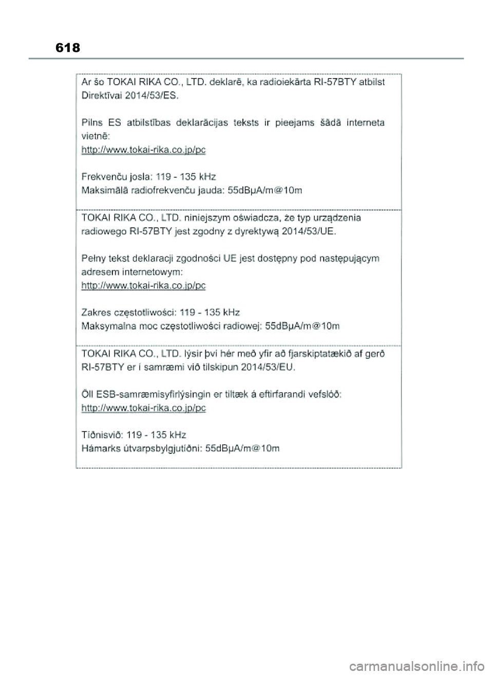 TOYOTA COROLLA HATCHBACK 2022 Instrukcja obsługi (in Polish) 618
65 Corolla TMUK OM12Q83E 1/11/22 1:23 PM Page 618 TOYOTA COROLLA HATCHBACK 2022 Instrukcja obsługi (in Polish) 618
65 Corolla TMUK OM12Q83E 1/11/22 1:23 PM Page 618