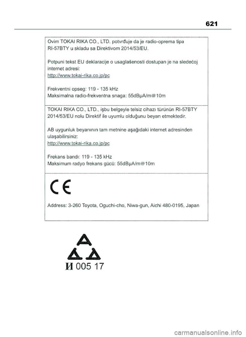 TOYOTA COROLLA HATCHBACK 2022 Instrukcja obsługi (in Polish) 621
65 Corolla TMUK OM12Q83E 1/11/22 1:23 PM Page 621 TOYOTA COROLLA HATCHBACK 2022 Instrukcja obsługi (in Polish) 621
65 Corolla TMUK OM12Q83E 1/11/22 1:23 PM Page 621