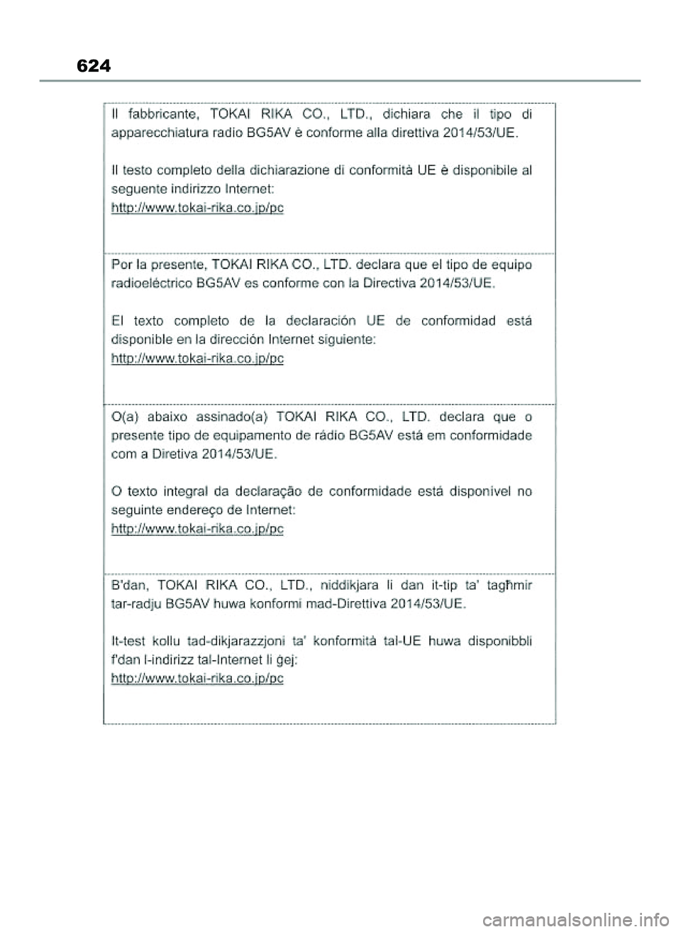 TOYOTA COROLLA HATCHBACK 2022 Instrukcja obsługi (in Polish) 624
65 Corolla TMUK OM12Q83E 1/11/22 1:23 PM Page 624 TOYOTA COROLLA HATCHBACK 2022 Instrukcja obsługi (in Polish) 624
65 Corolla TMUK OM12Q83E 1/11/22 1:23 PM Page 624