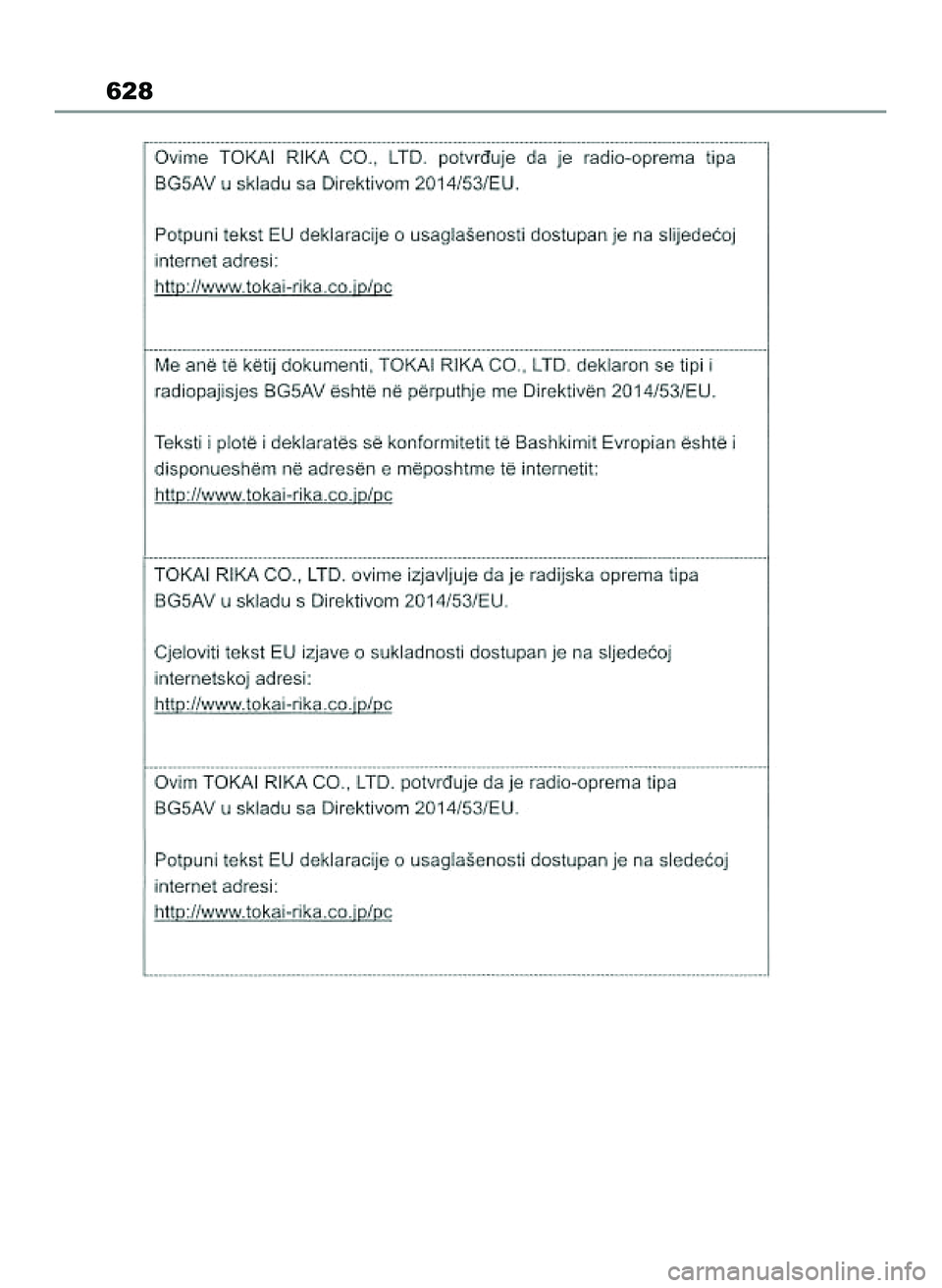TOYOTA COROLLA HATCHBACK 2022 Instrukcja obsługi (in Polish) 628
65 Corolla TMUK OM12Q83E 1/11/22 1:23 PM Page 628 TOYOTA COROLLA HATCHBACK 2022 Instrukcja obsługi (in Polish) 628
65 Corolla TMUK OM12Q83E 1/11/22 1:23 PM Page 628