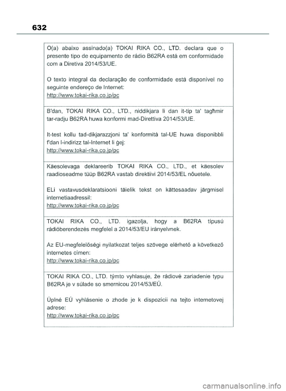 TOYOTA COROLLA HATCHBACK 2022 Instrukcja obsługi (in Polish) 632
65 Corolla TMUK OM12Q83E 1/11/22 1:24 PM Page 632 TOYOTA COROLLA HATCHBACK 2022 Instrukcja obsługi (in Polish) 632
65 Corolla TMUK OM12Q83E 1/11/22 1:24 PM Page 632