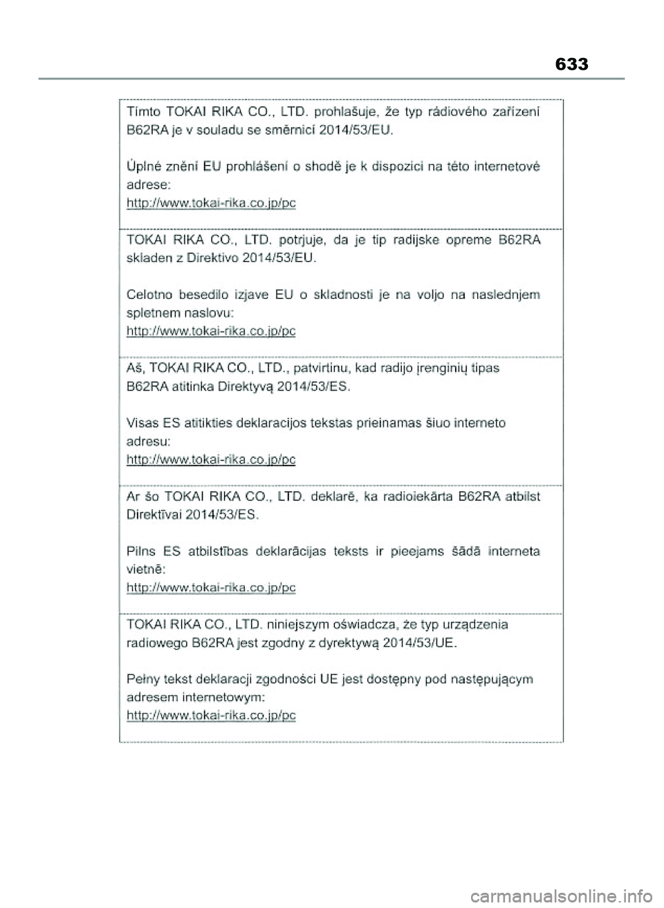 TOYOTA COROLLA HATCHBACK 2022 Instrukcja obsługi (in Polish) 633
65 Corolla TMUK OM12Q83E 1/11/22 1:24 PM Page 633 TOYOTA COROLLA HATCHBACK 2022 Instrukcja obsługi (in Polish) 633
65 Corolla TMUK OM12Q83E 1/11/22 1:24 PM Page 633
