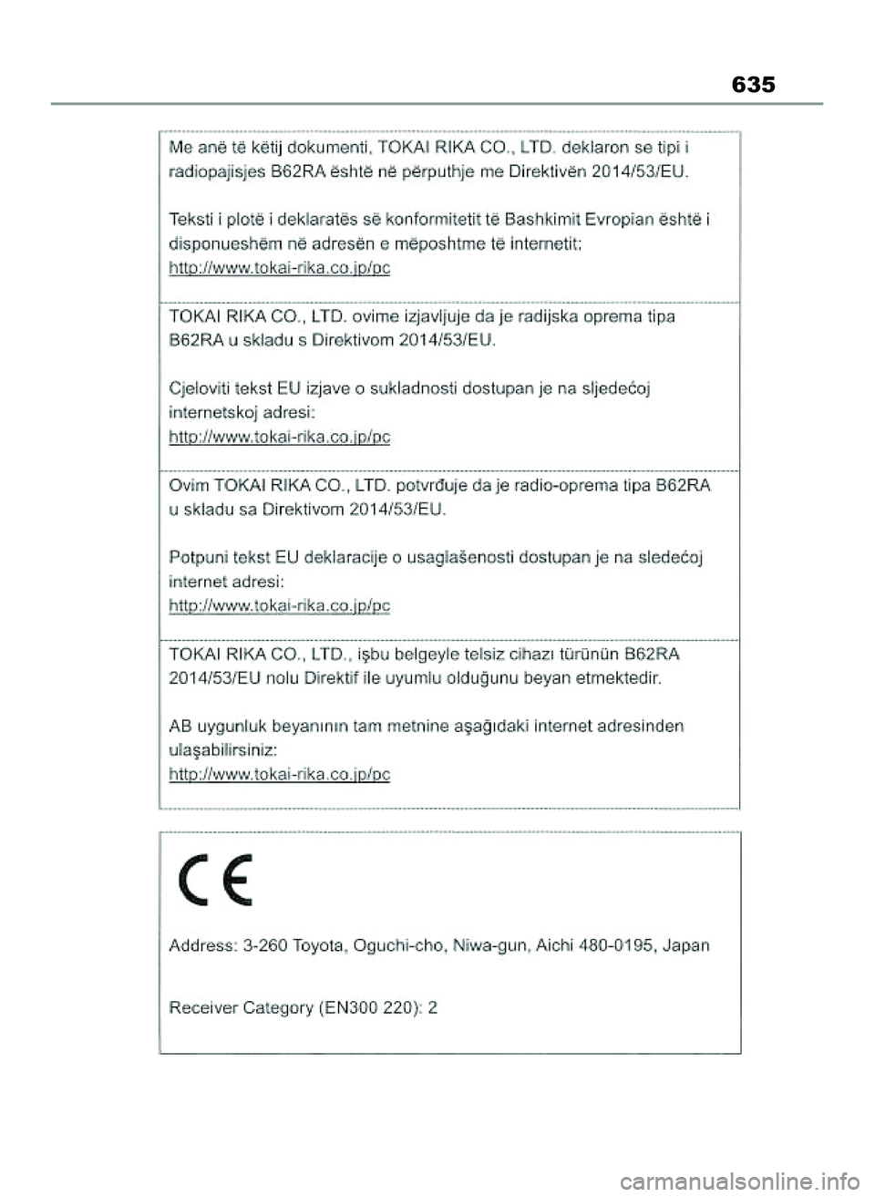 TOYOTA COROLLA HATCHBACK 2022 Instrukcja obsługi (in Polish) 635
65 Corolla TMUK OM12Q83E 1/11/22 1:24 PM Page 635 TOYOTA COROLLA HATCHBACK 2022 Instrukcja obsługi (in Polish) 635
65 Corolla TMUK OM12Q83E 1/11/22 1:24 PM Page 635