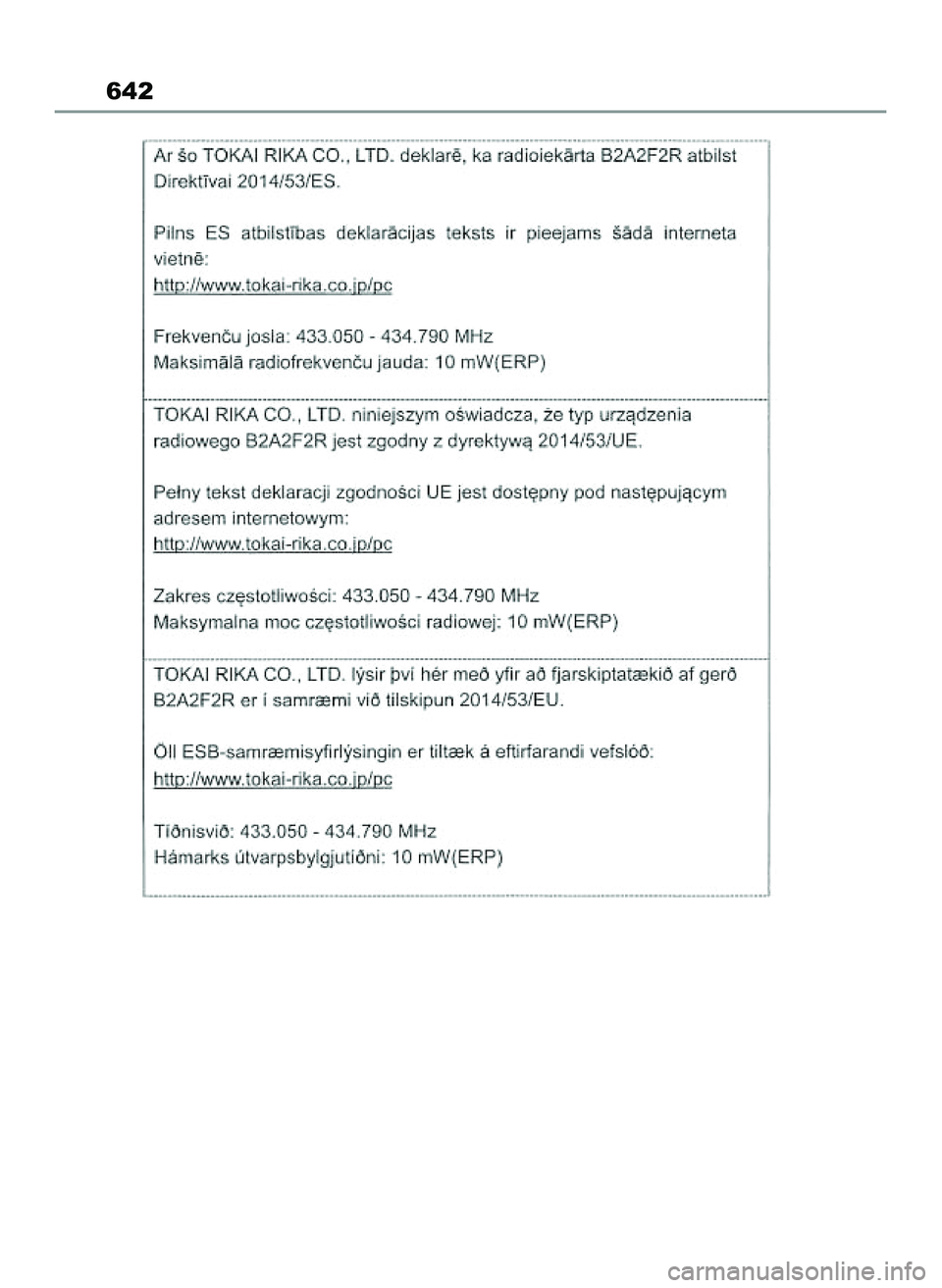 TOYOTA COROLLA HATCHBACK 2022 Instrukcja obsługi (in Polish) 642
65 Corolla TMUK OM12Q83E 1/11/22 1:24 PM Page 642 TOYOTA COROLLA HATCHBACK 2022 Instrukcja obsługi (in Polish) 642
65 Corolla TMUK OM12Q83E 1/11/22 1:24 PM Page 642