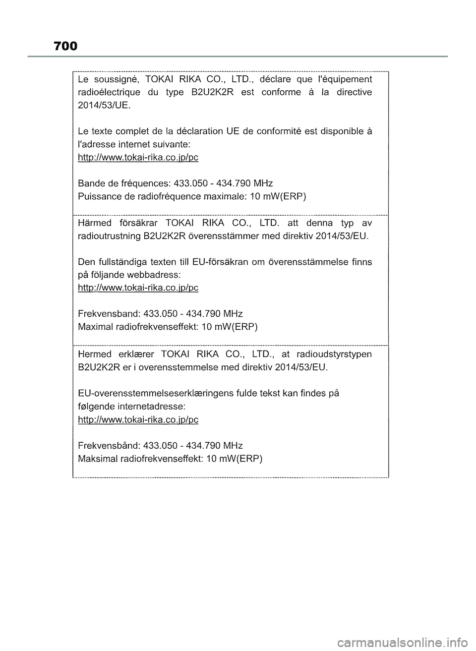 TOYOTA COROLLA HATCHBACK 2022 Instrukcja obsługi (in Polish) 700
65 Corolla TMUK OM12Q83E 1/11/22 1:26 PM Page 700 TOYOTA COROLLA HATCHBACK 2022 Instrukcja obsługi (in Polish) 700
65 Corolla TMUK OM12Q83E 1/11/22 1:26 PM Page 700