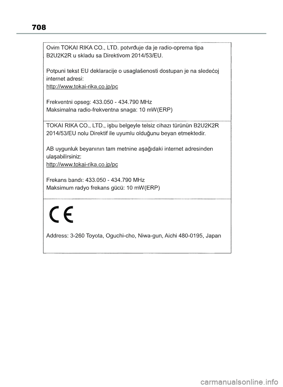 TOYOTA COROLLA HATCHBACK 2022 Instrukcja obsługi (in Polish) 708
65 Corolla TMUK OM12Q83E 1/11/22 1:26 PM Page 708 TOYOTA COROLLA HATCHBACK 2022 Instrukcja obsługi (in Polish) 708
65 Corolla TMUK OM12Q83E 1/11/22 1:26 PM Page 708