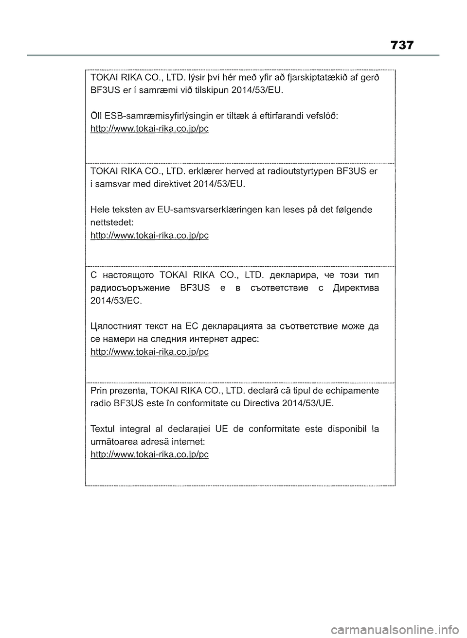 TOYOTA COROLLA HATCHBACK 2022 Instrukcja obsługi (in Polish) 737
65 Corolla TMUK OM12Q83E 1/11/22 1:26 PM Page 737 TOYOTA COROLLA HATCHBACK 2022 Instrukcja obsługi (in Polish) 737
65 Corolla TMUK OM12Q83E 1/11/22 1:26 PM Page 737