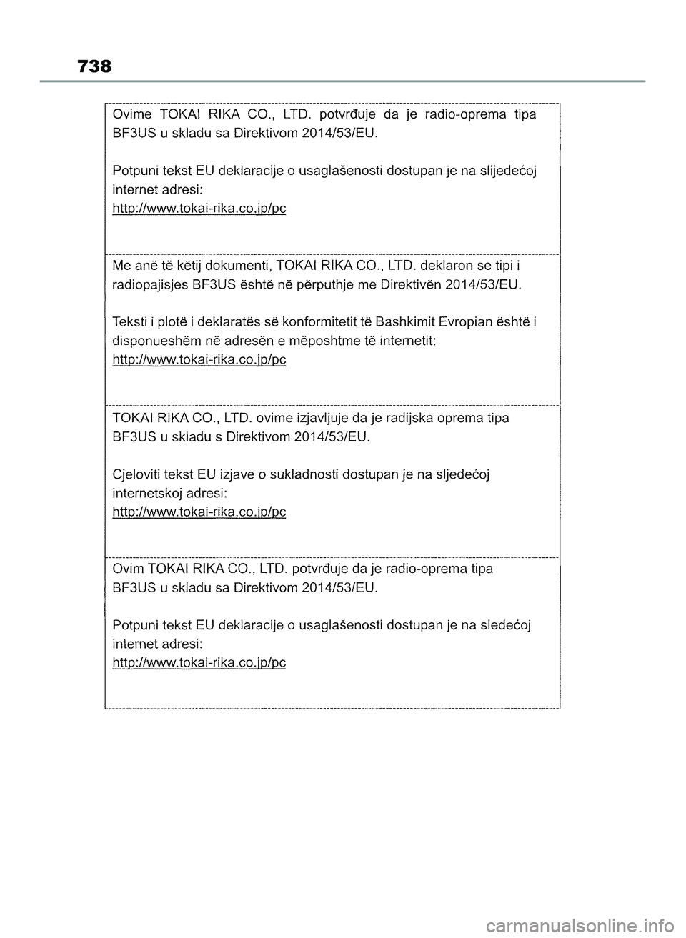TOYOTA COROLLA HATCHBACK 2022 Instrukcja obsługi (in Polish) 738
65 Corolla TMUK OM12Q83E 1/11/22 1:26 PM Page 738 TOYOTA COROLLA HATCHBACK 2022 Instrukcja obsługi (in Polish) 738
65 Corolla TMUK OM12Q83E 1/11/22 1:26 PM Page 738